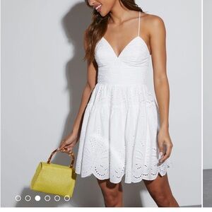 Vici Collection Noelle White Eyelet Strappy Open-Back Sundress